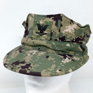 US NAVY Working Type III Woodland Digital Camo Ace Eagle Hat Cap Size 7 1/8